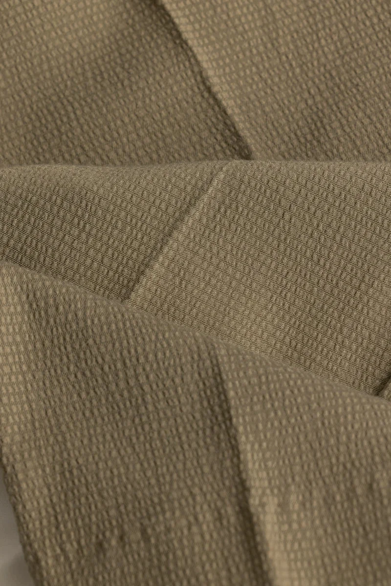 Snitch Khaki Yann Khaki Plain Slim Fit Trousers for Men | Best Price UAE